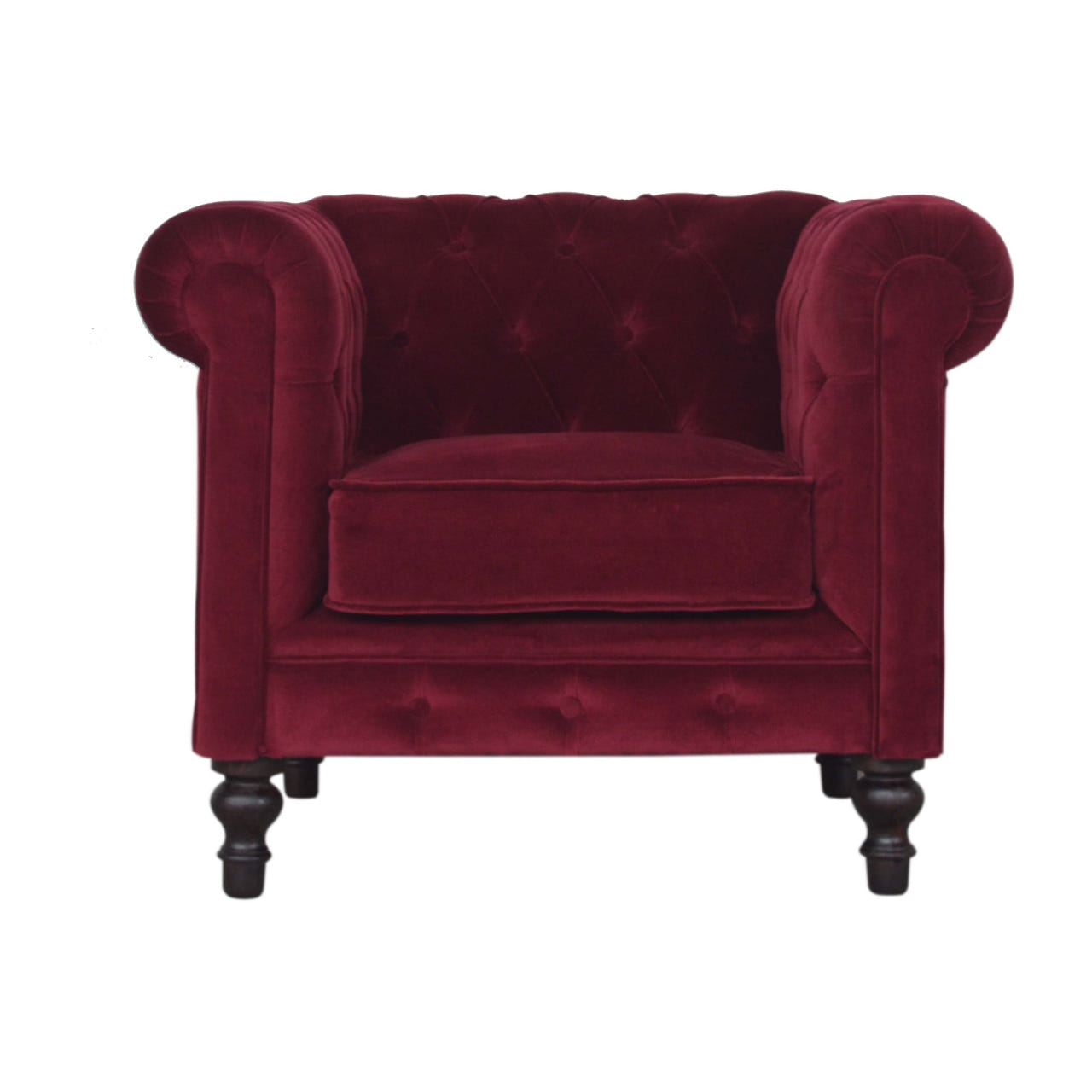Wine Red Chesterfield Chair | Cotton Velvet