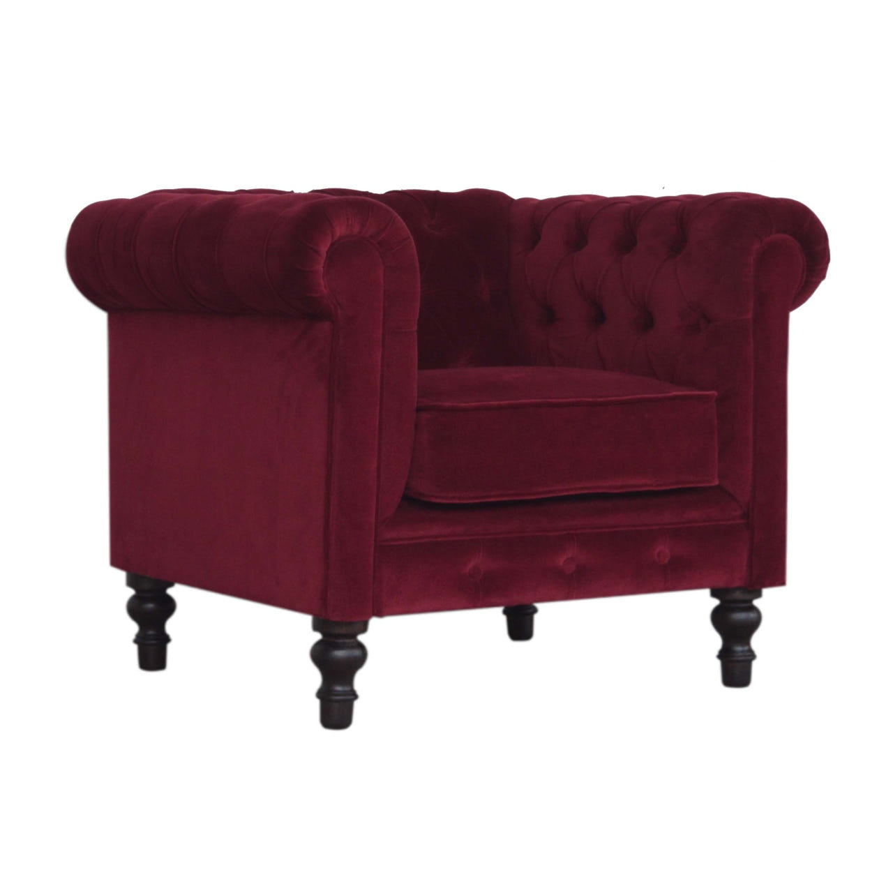Wine Red Chesterfield Chair | Cotton Velvet