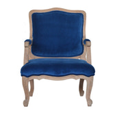 Royal Blue Velvet French Chair | Cotton Velvet Hand-Carved