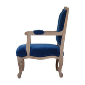 Royal Blue Velvet French Chair | Cotton Velvet Hand-Carved
