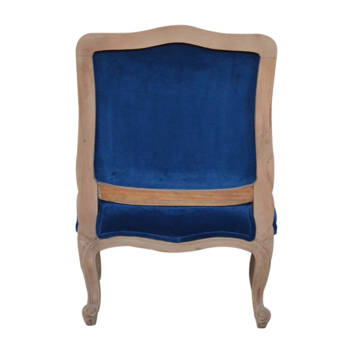 Royal Blue Velvet French Chair | Cotton Velvet Hand-Carved