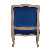 Royal Blue Velvet French Chair | Cotton Velvet Hand-Carved