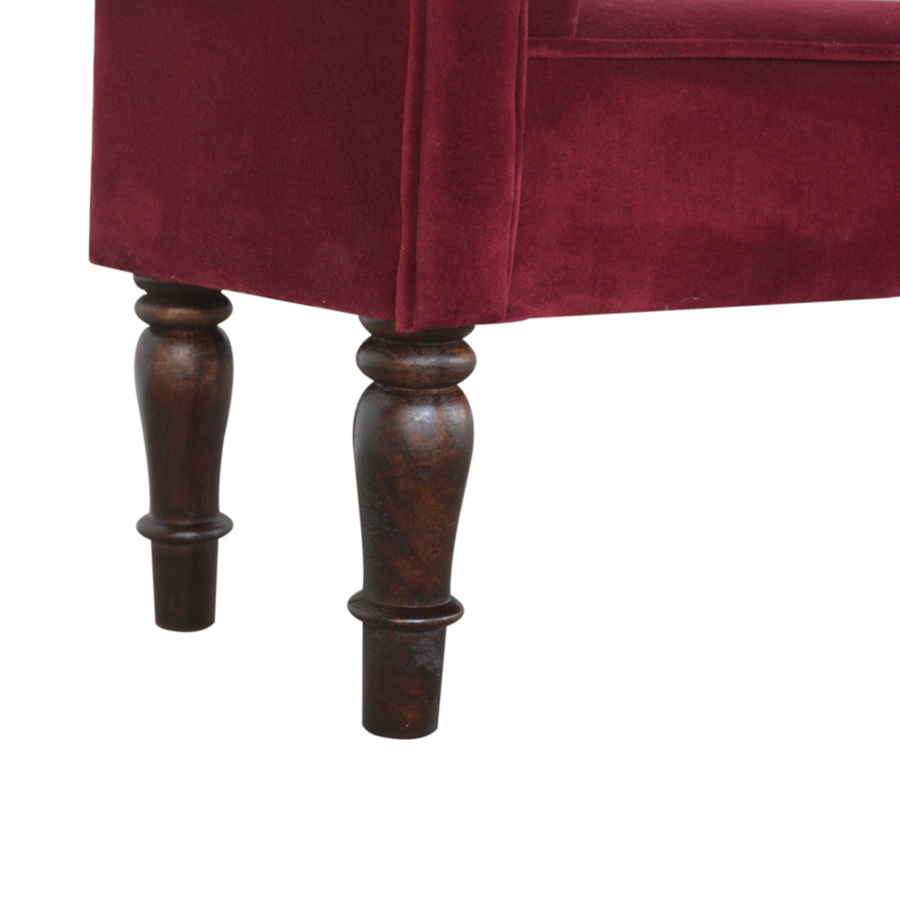 Wine Red Velvet Bench | Cotton Velvet