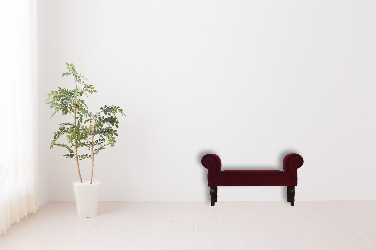Wine Red Velvet Bench | Cotton Velvet