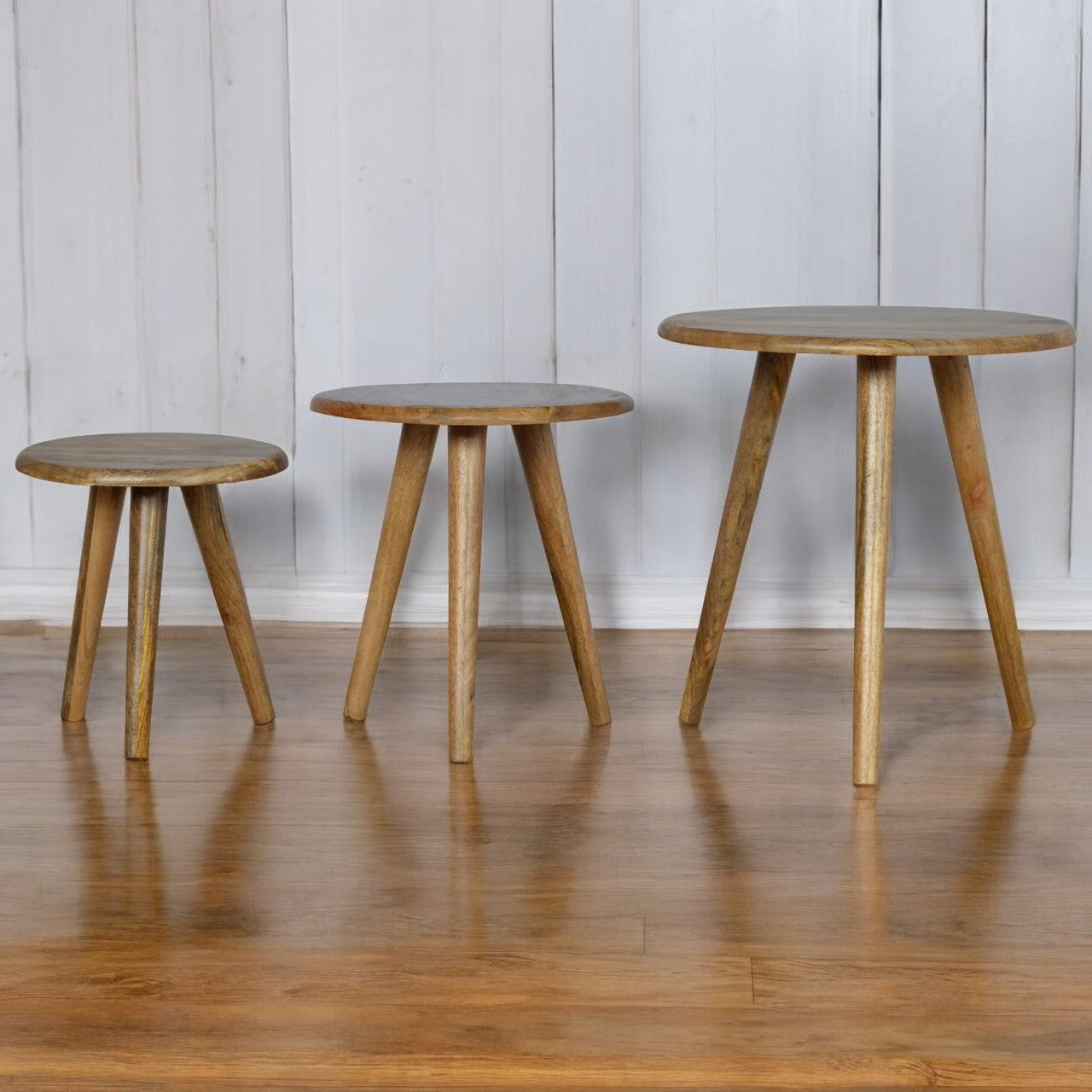 Oak-ish Nordic Nesting Stools Footstool