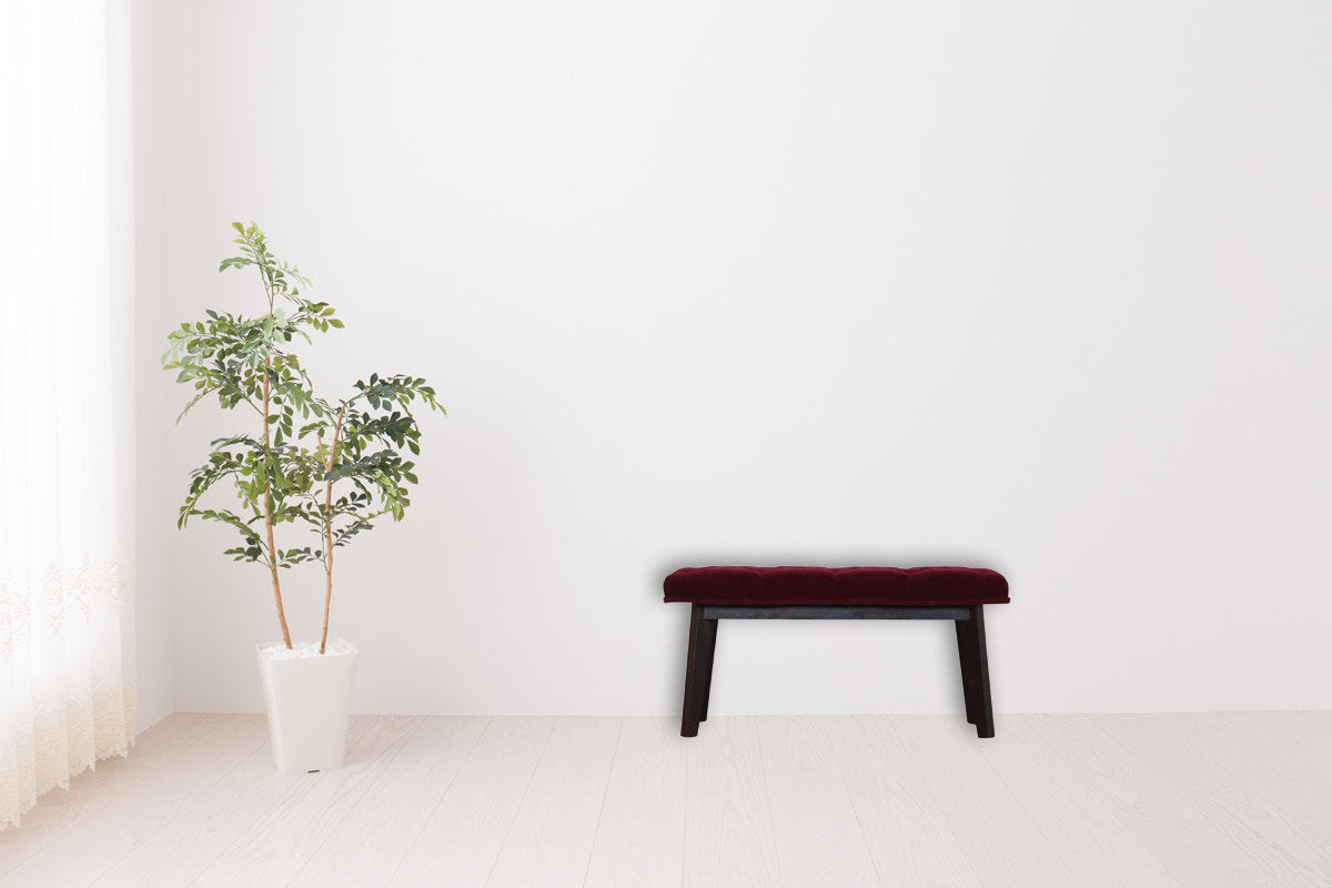 Wine Red Velvet Hallway Bench
