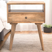 Modern Bedside with Open Slot Bedside Table | Oak Mango Wood