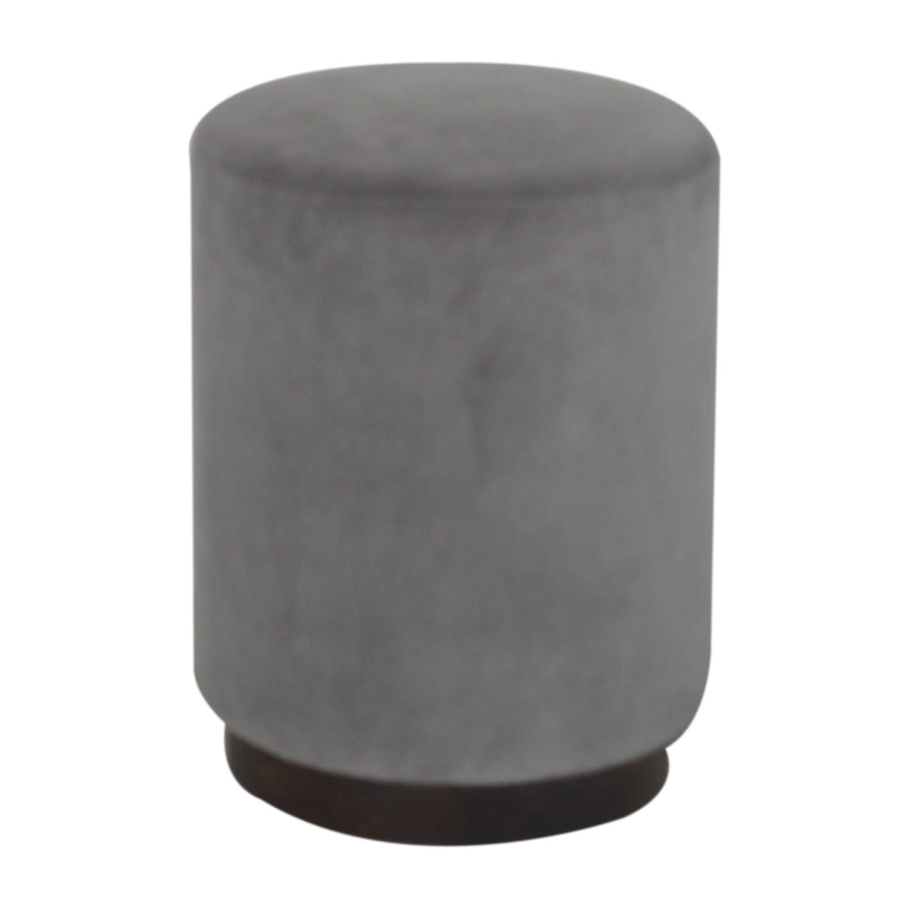 Grey Velvet Wooden Footstool | Cotton Velvet