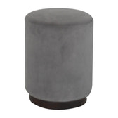 Grey Velvet Wooden Footstool | Cotton Velvet