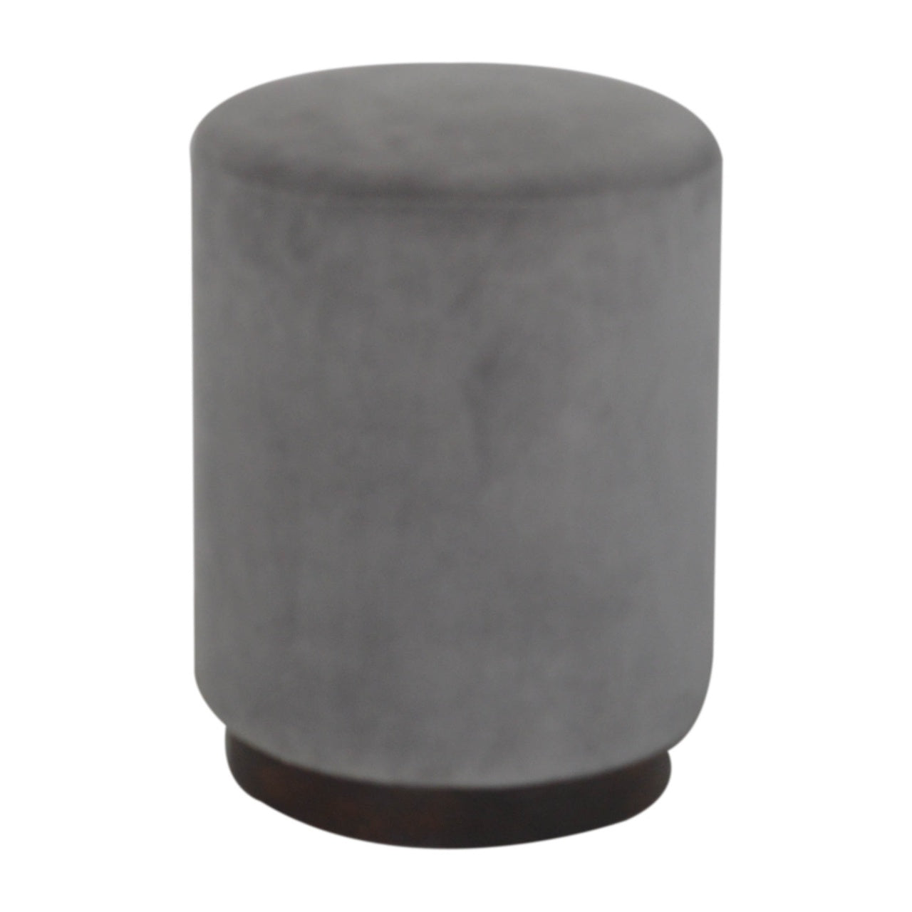 Grey Velvet Wooden Footstool | Cotton Velvet