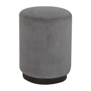 Grey Velvet Wooden Footstool | Cotton Velvet