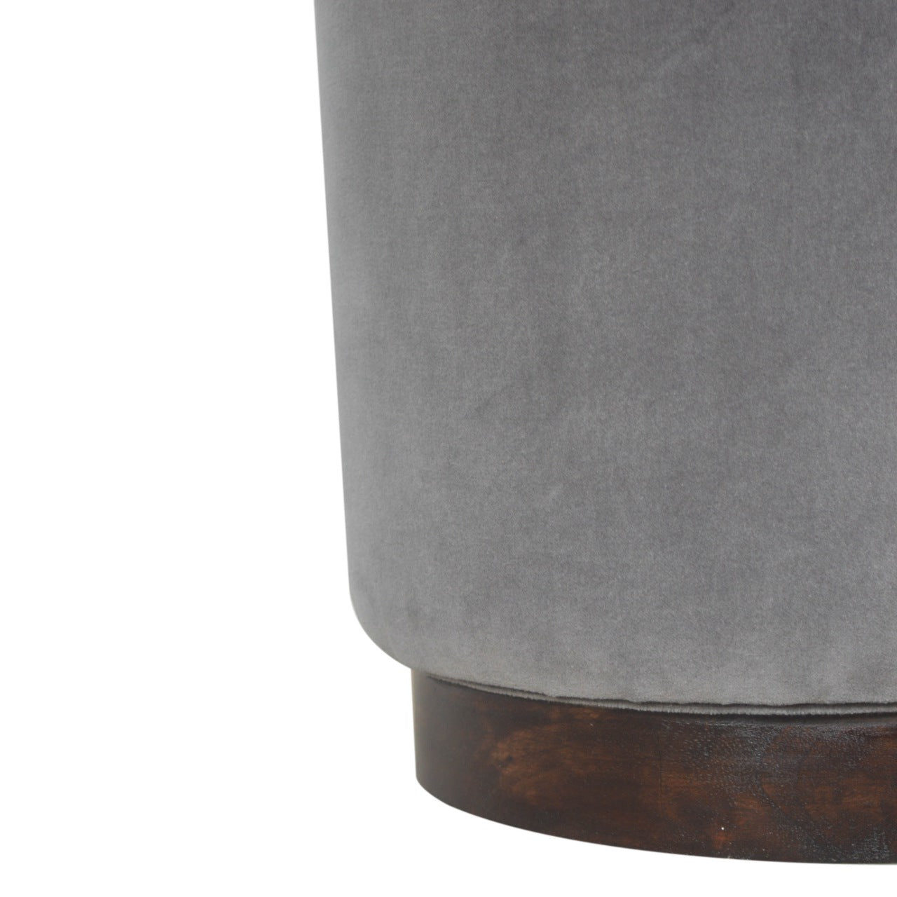 Grey Velvet Wooden Footstool | Cotton Velvet