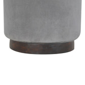 Grey Velvet Wooden Footstool | Cotton Velvet