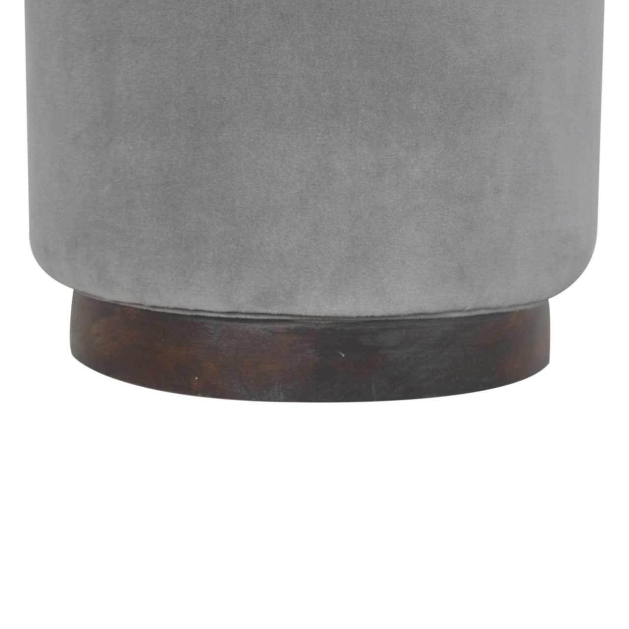 Grey Velvet Wooden Footstool | Cotton Velvet