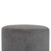 Grey Velvet Wooden Footstool | Cotton Velvet