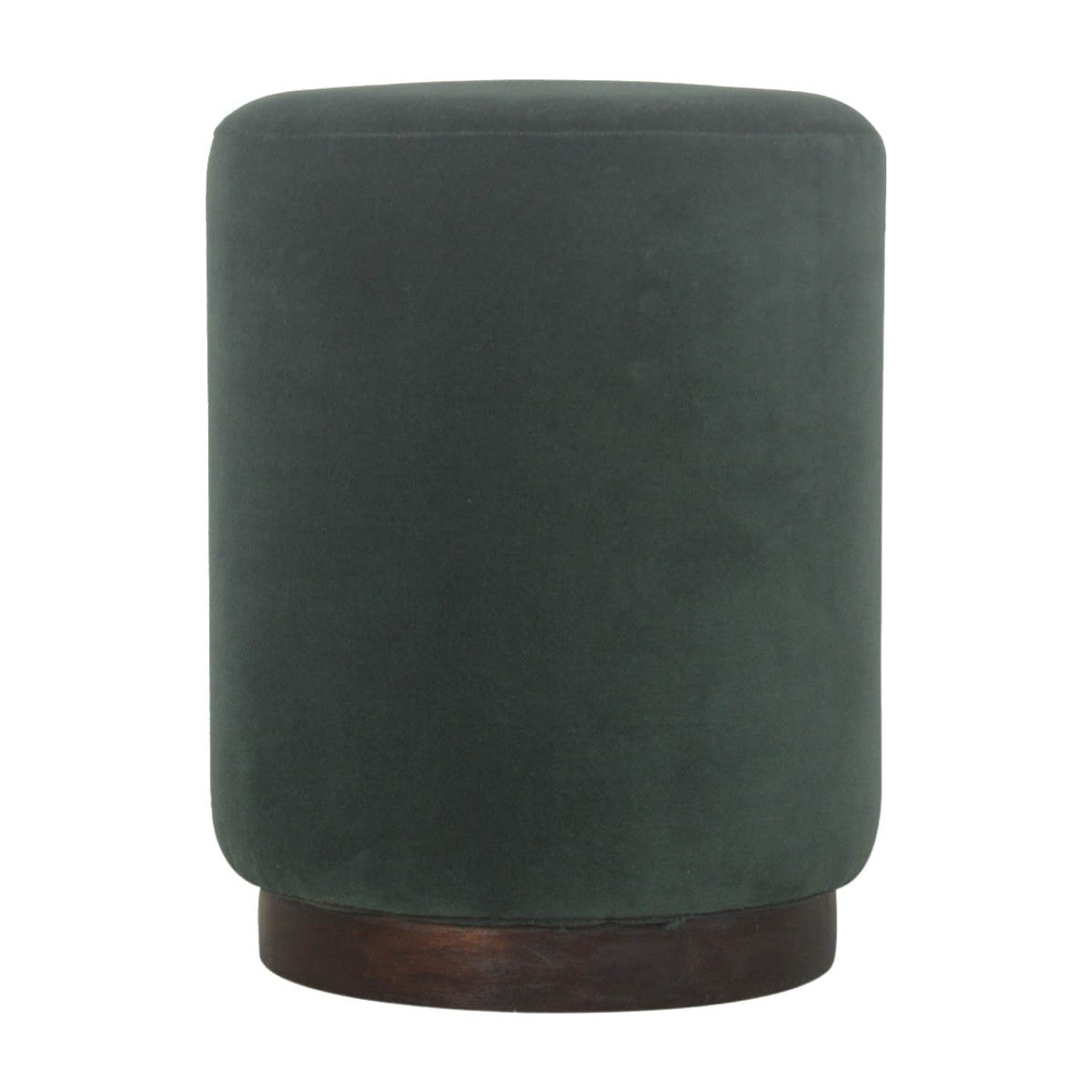 Emerald Footstool with Wood Base | Velvet