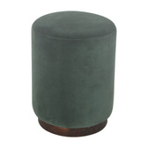 Emerald Footstool with Wood Base | Velvet