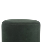 Emerald Footstool with Wood Base | Velvet
