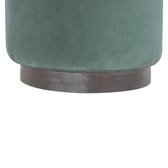 Emerald Footstool with Wood Base | Velvet