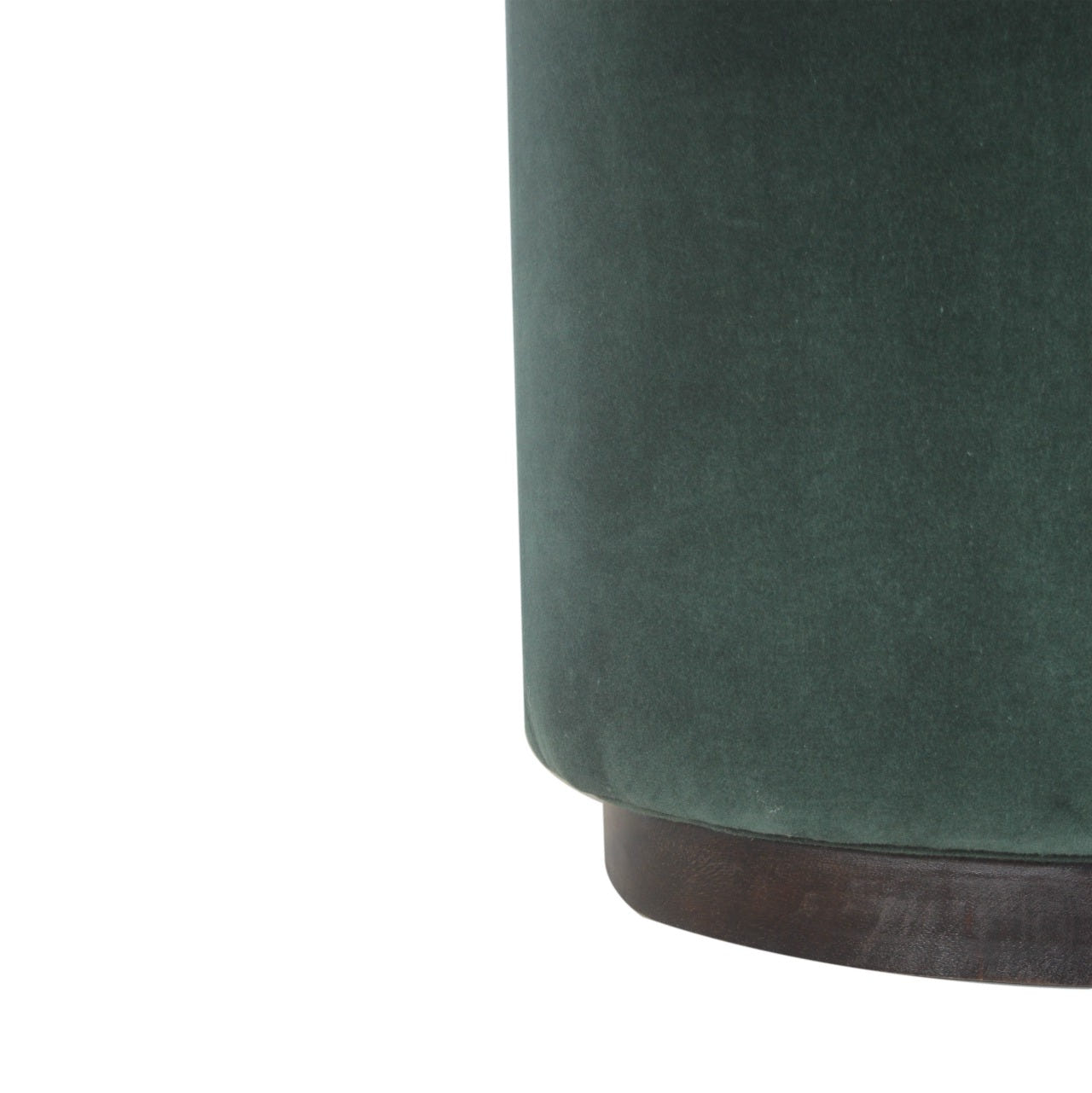 Emerald Footstool with Wood Base | Velvet