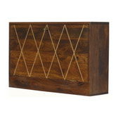 Geo Brass Flip Down Writing Desk | Chestnut Solid Mango Wood