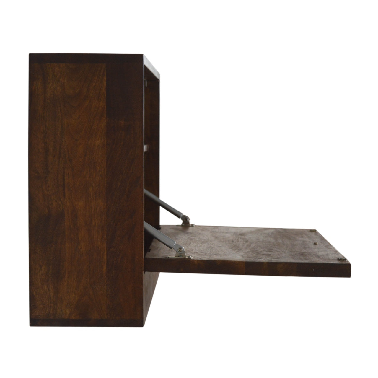 Geo Brass Flip Down Writing Desk | Chestnut Solid Mango Wood