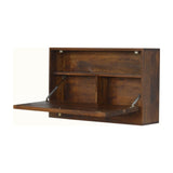 Geo Brass Flip Down Writing Desk | Chestnut Solid Mango Wood