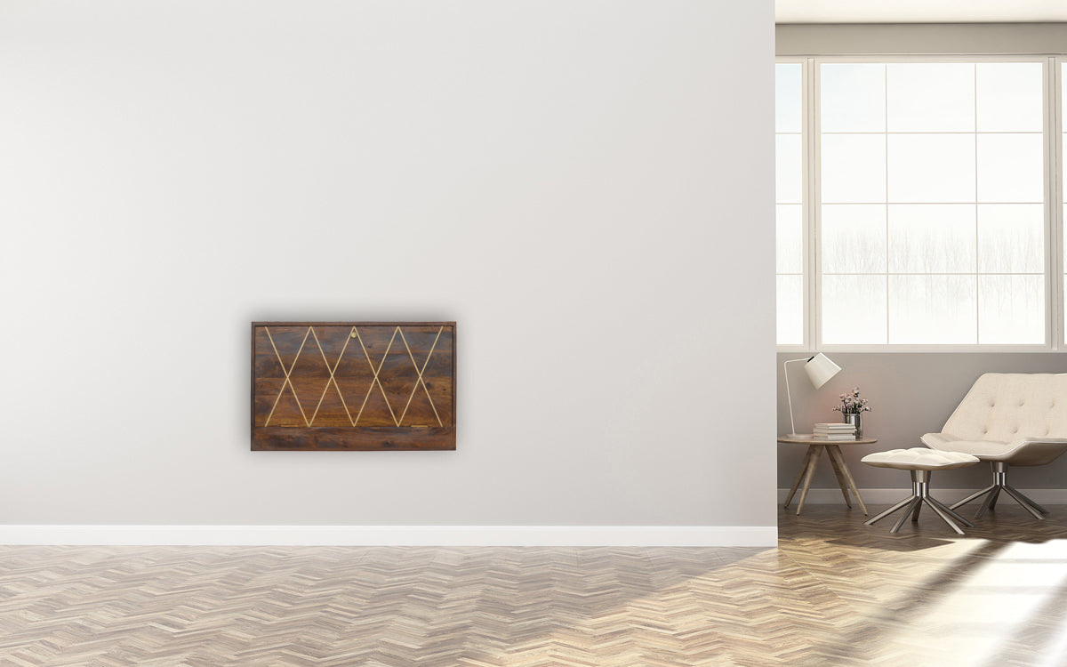 Geo Brass Flip Down Writing Desk | Chestnut Solid Mango Wood