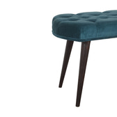Teal Cotton Velvet Button Bench
