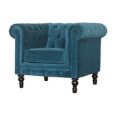 Teal Velvet Chesterfield Armchair
