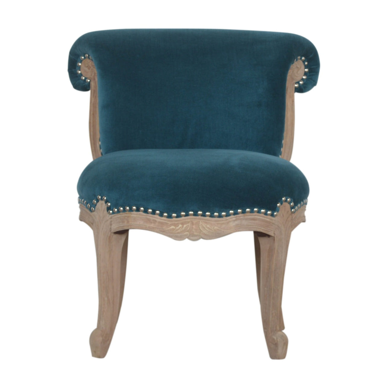 Teal Velvet Studded Chair | Cotton Velvet