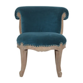 Teal Velvet Studded Chair | Cotton Velvet