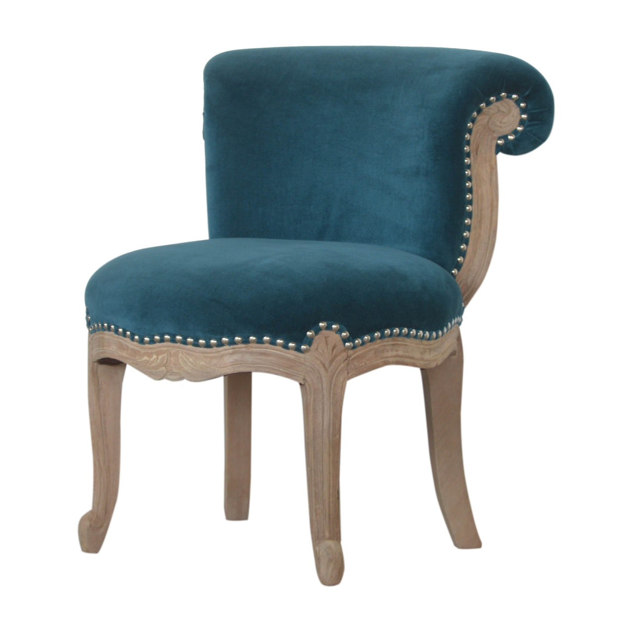 Teal Velvet Studded Chair | Cotton Velvet