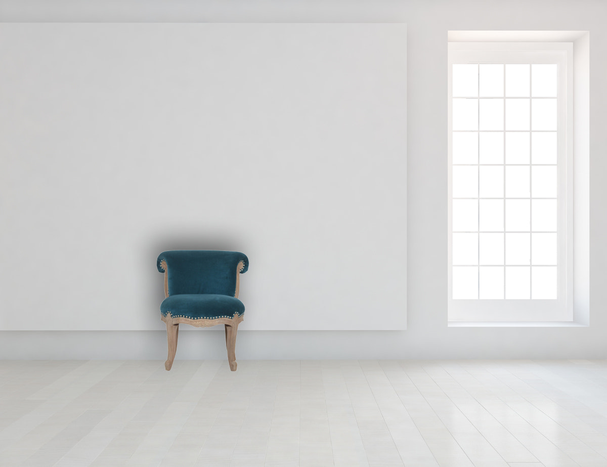 Teal Velvet Studded Chair | Cotton Velvet