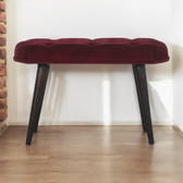 Wine Red Velvet Deep Button Bench