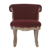 Wine Red Velvet Studded Chair | Cotton Velvet