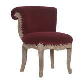 Wine Red Velvet Studded Chair | Cotton Velvet