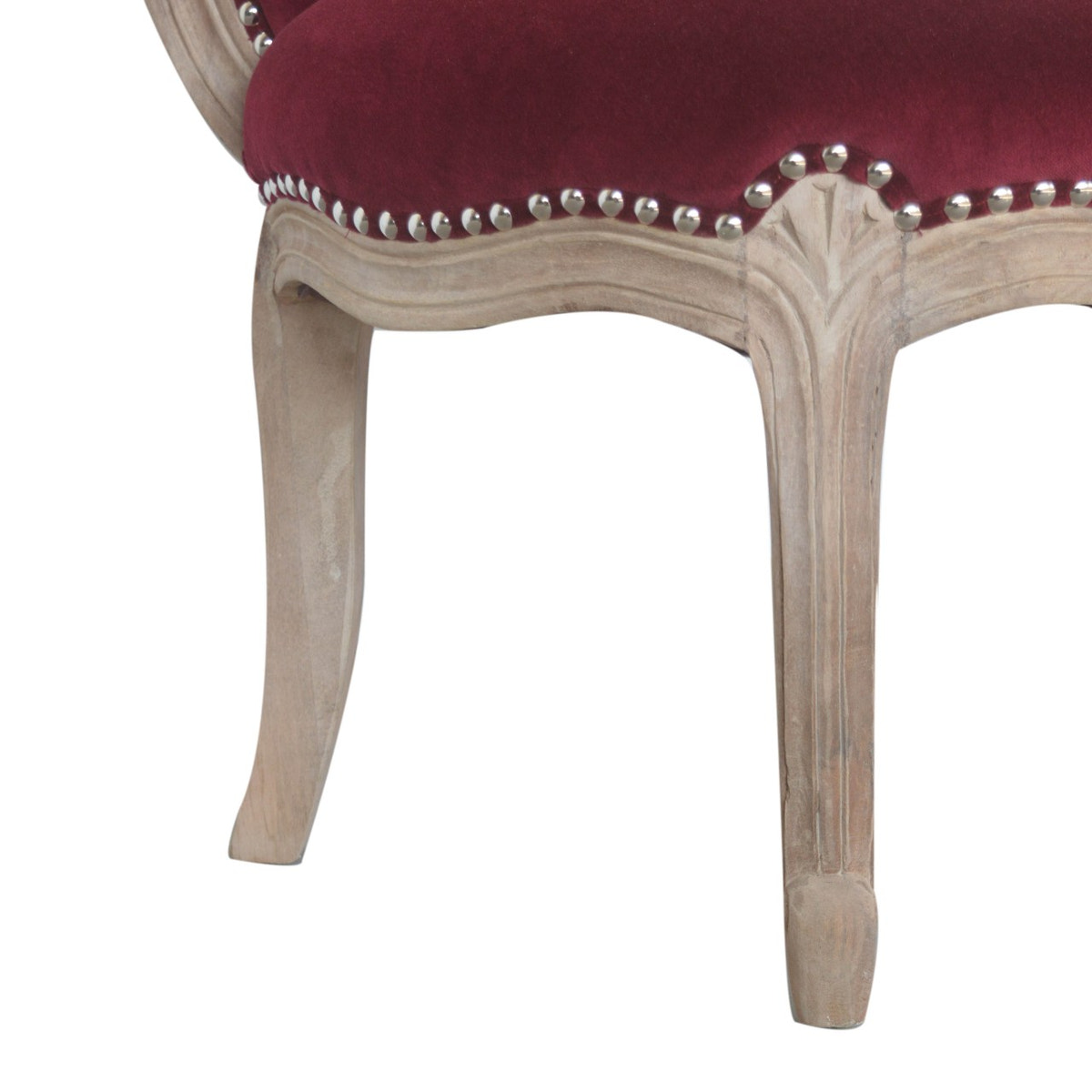 Wine Red Velvet Studded Chair | Cotton Velvet