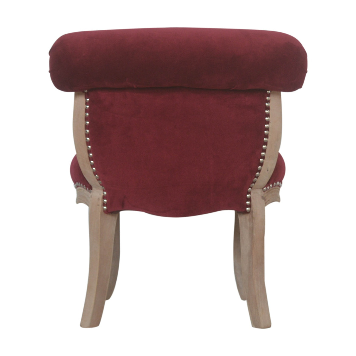 Wine Red Velvet Studded Chair | Cotton Velvet