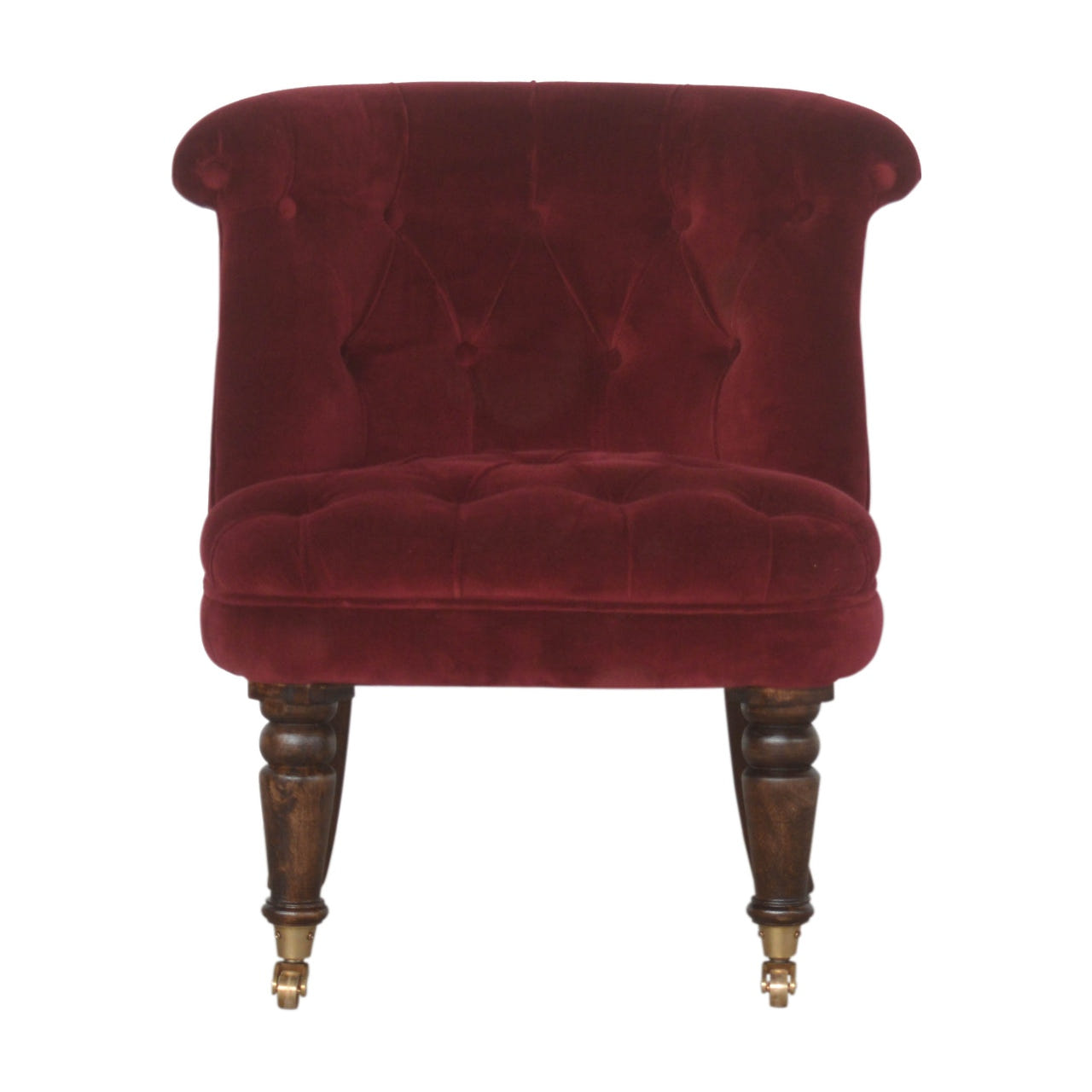 Wine Red Velvet Accent Chair | Oak-Ish