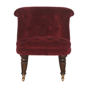 Wine Red Velvet Accent Chair | Oak-Ish