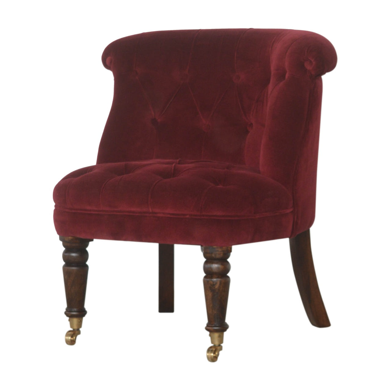 Wine Red Velvet Accent Chair | Oak-Ish