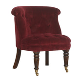 Wine Red Velvet Accent Chair | Oak-Ish
