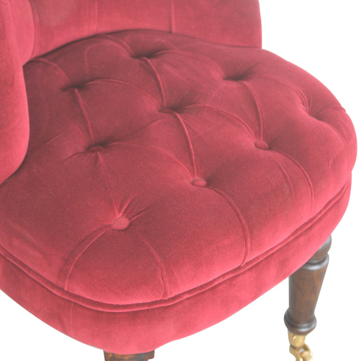 Wine Red Velvet Accent Chair | Oak-Ish