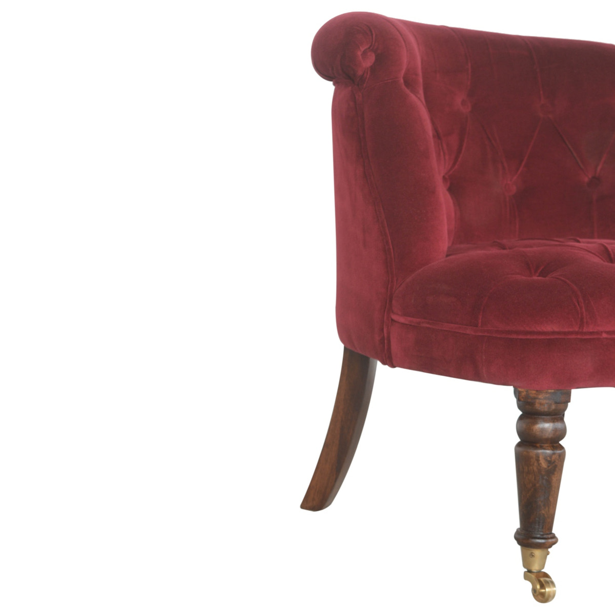 Wine Red Velvet Accent Chair | Oak-Ish