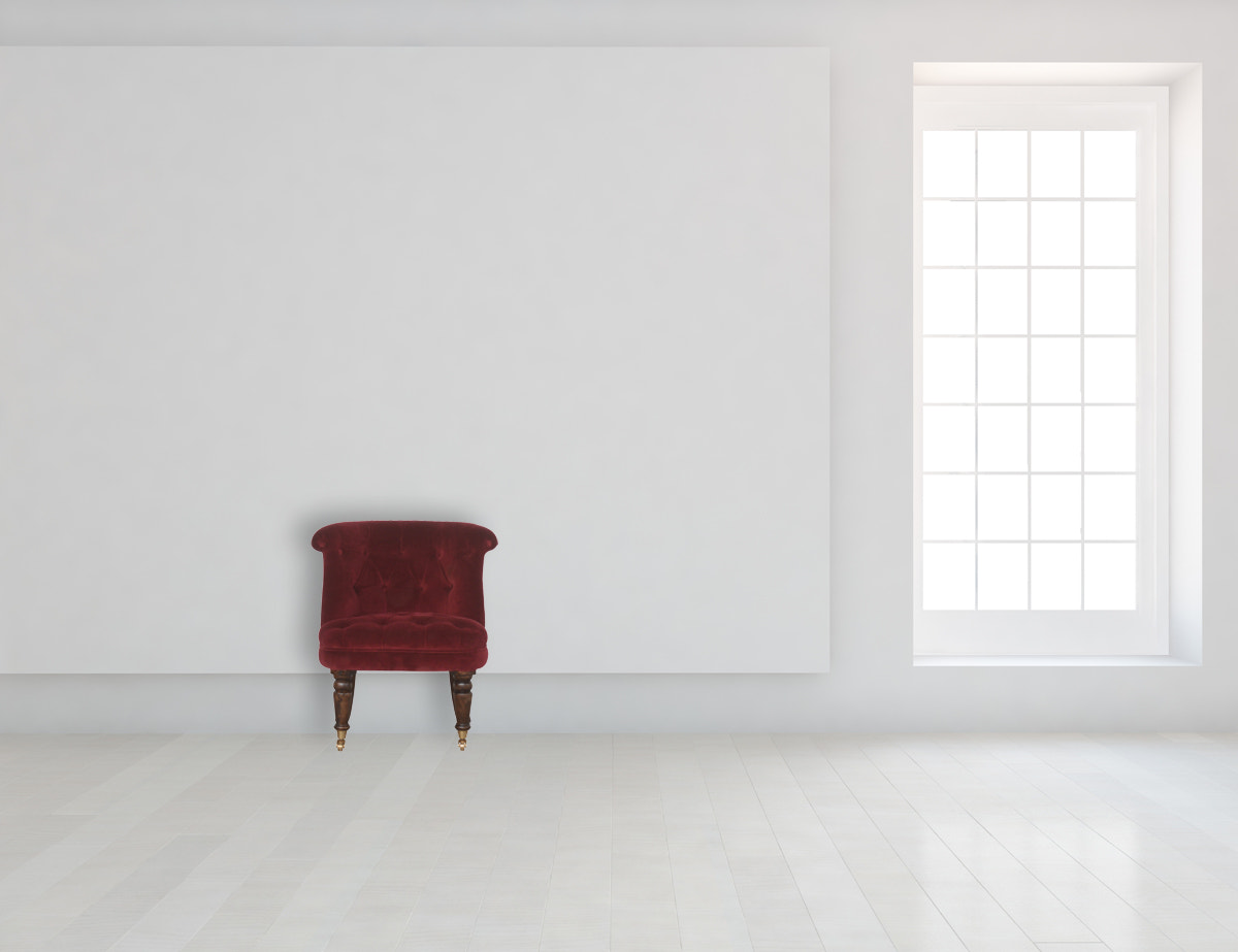 Wine Red Velvet Accent Chair | Oak-Ish