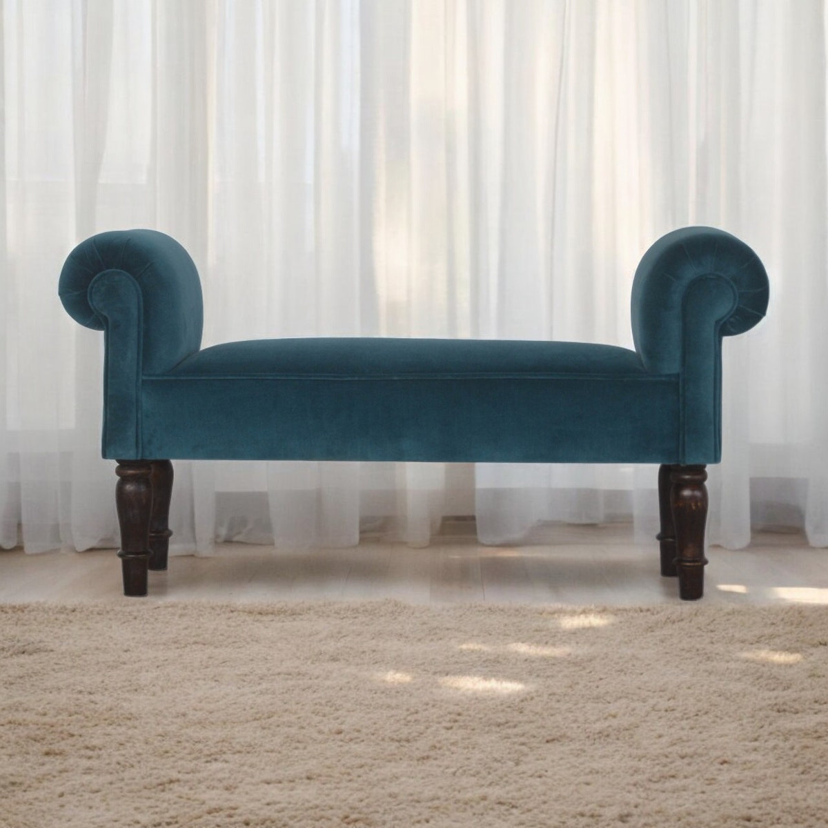 Teal Velvet Bench | Cotton Velvet