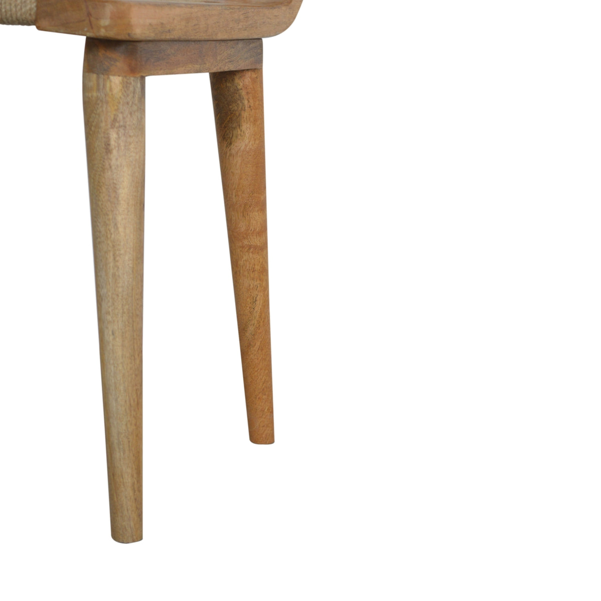 Woven Raised Back Footstool | Oak Solid Mango Wood