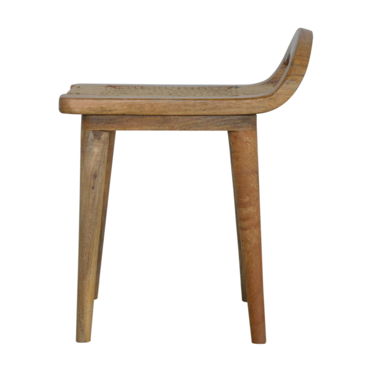 Woven Raised Back Footstool | Oak Solid Mango Wood