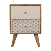 Geo Screen Printed 2 Tone Bedside Table